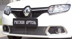 2 459 р. Защитная сетка решетки переднего бампера РА Renault Sandero (B8) дорестайлинг (2014-2018)  с доставкой в г. Горно‑Алтайск. Увеличить фотографию 1