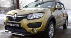 2 079 р. Защитная сетка решетки переднего бампера РА Renault Sandero Stepway (B8) дорестайлинг (2014-2018)  с доставкой в г. Горно‑Алтайск. Увеличить фотографию 2