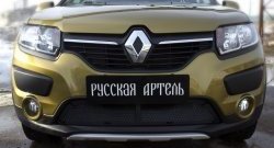 2 079 р. Защитная сетка решетки переднего бампера РА Renault Sandero Stepway (B8) дорестайлинг (2014-2018)  с доставкой в г. Горно‑Алтайск. Увеличить фотографию 3