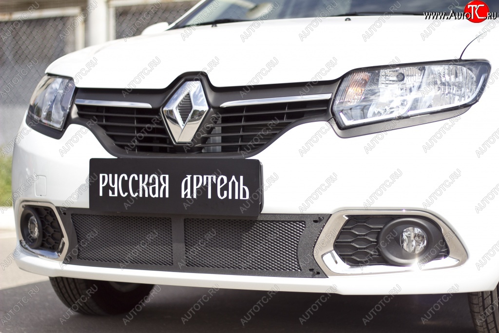 2 099 р. Защитная сетка решетки переднего бампера РА Renault Sandero (B8) дорестайлинг (2014-2018)  с доставкой в г. Горно‑Алтайск