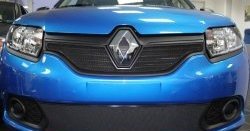 1 469 р. Нижняя сетка на бампер Russtal (черная) Renault Sandero (B8) дорестайлинг (2014-2018)  с доставкой в г. Горно‑Алтайск. Увеличить фотографию 2