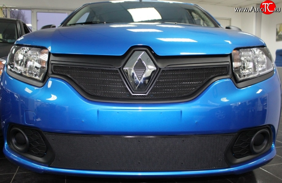 1 469 р. Сетка в решетку радиатора Russtal  Renault Sandero  (B8) (2014-2018) дорестайлинг (черная)  с доставкой в г. Горно‑Алтайск