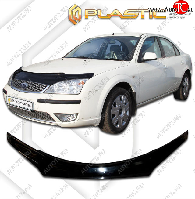 2 199 р. Дефлектор капота (exclusive) CA-Plastic  Ford Mondeo (2000-2007) Mk3,B4Y дорестайлинг, седан, Mk3,B4Y рестайлинг, седан (Classic чёрный, Без надписи)  с доставкой в г. Горно‑Алтайск