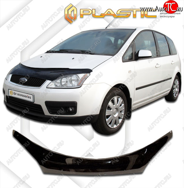 2 369 р. Дефлектор капота (exclusive) CA-Plastic  Ford C-max  Mk1 (2003-2007) доресталинг (Classic чёрный, Без надписи)  с доставкой в г. Горно‑Алтайск