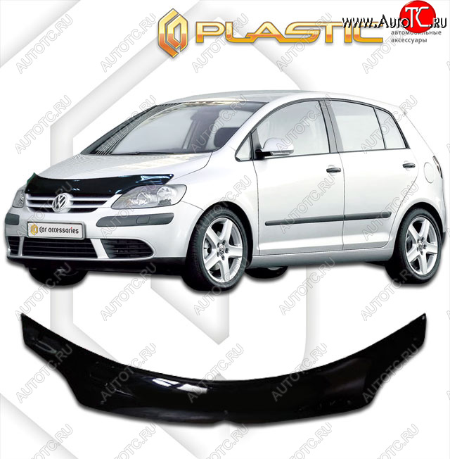 2 199 р. Дефлектор капота (exclusive) CA-Plastic  Volkswagen Golf Plus  5 (2004-2009) (Classic чёрный, Без надписи)  с доставкой в г. Горно‑Алтайск