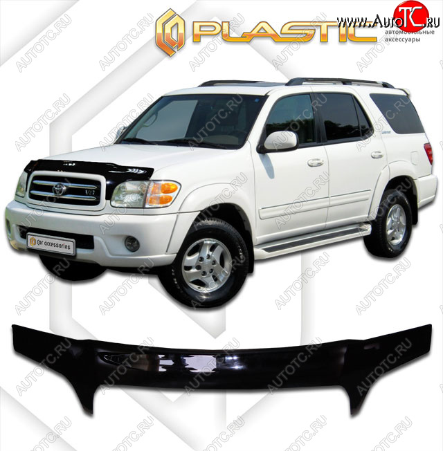 2 599 р. Дефлектор капота (exclusive) CA-Plastic  Toyota Sequoia (2000-2004) XK30, XK40 дорестайлинг (Classic чёрный, Без надписи)  с доставкой в г. Горно‑Алтайск