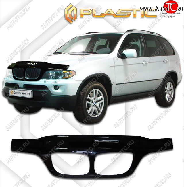 2 899 р. Дефлектор капота (exclusive) CA-Plastic  BMW X5  E53 (2003-2006) рестайлинг (Classic чёрный, Без надписи)  с доставкой в г. Горно‑Алтайск