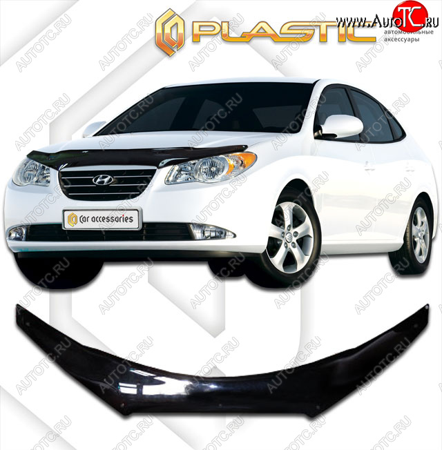 2 199 р. Дефлектор капота (exclusive) CA-Plastic  Hyundai Avante (2006-2010) (Classic чёрный, Без надписи)  с доставкой в г. Горно‑Алтайск