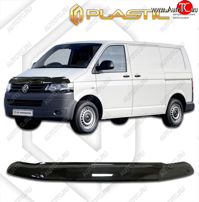 2 599 р. Дефлектор капота (exclusive) CA-Plastic  Volkswagen Transporter  T5 (2009-2015) рестайлинг (Classic чёрный, Без надписи)  с доставкой в г. Горно‑Алтайск