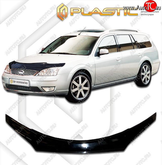 2 199 р. Дефлектор капота (exclusive) CA-Plastic  Ford Mondeo (2000-2007) Mk3,BWY дорестайлинг, универсал, Mk3,BWY рестайлинг, универсал (Classic чёрный, Без надписи)  с доставкой в г. Горно‑Алтайск