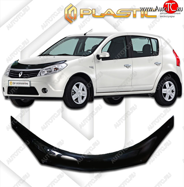 2 199 р. Дефлектор капота (exclusive) CA-Plastic  Renault Sandero Stepway  (BS) (2010-2014) (Classic чёрный, Без надписи)  с доставкой в г. Горно‑Алтайск