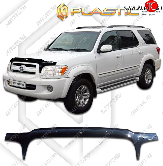 2 369 р. Дефлектор капота (exclusive) CA-Plastic  Toyota Sequoia (2004-2007) XK30, XK40 рестайлинг (Classic чёрный, Без надписи)  с доставкой в г. Горно‑Алтайск