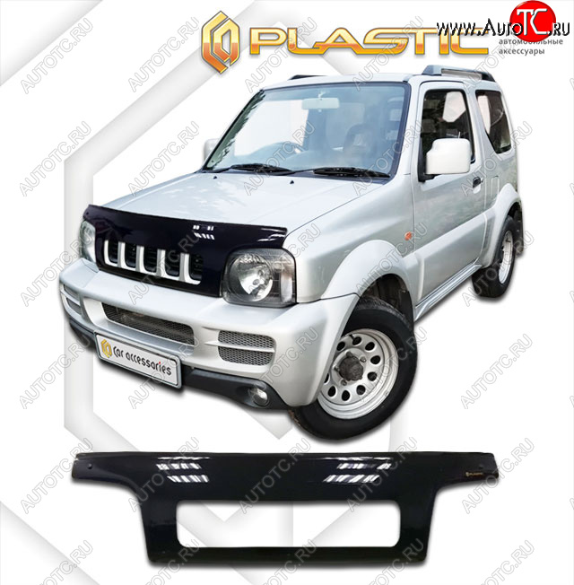 2 369 р. Дефлектор капота (exclusive) CA-Plastic  Suzuki Jimny  JB23/JB43 (1998-2012) дорестайлинг, 1-ый рестайлинг (Classic чёрный, Без надписи)  с доставкой в г. Горно‑Алтайск