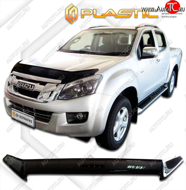 2 199 р. Дефлектор капота (exclusive) CA-Plastic  Isuzu D-Max ( RT85 ExtendedCab,  RT85,TFR ExtendedCab) (2011-2021) дорестайлинг, рестайлинг (Classic чёрный, Без надписи)  с доставкой в г. Горно‑Алтайск