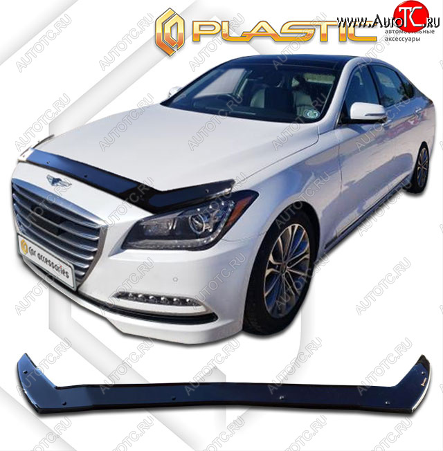 2 369 р. Дефлектор капота (exclusive) CA-Plastic  GENESIS G80  DH (2017-2020) (Classic чёрный, Без надписи)  с доставкой в г. Горно‑Алтайск