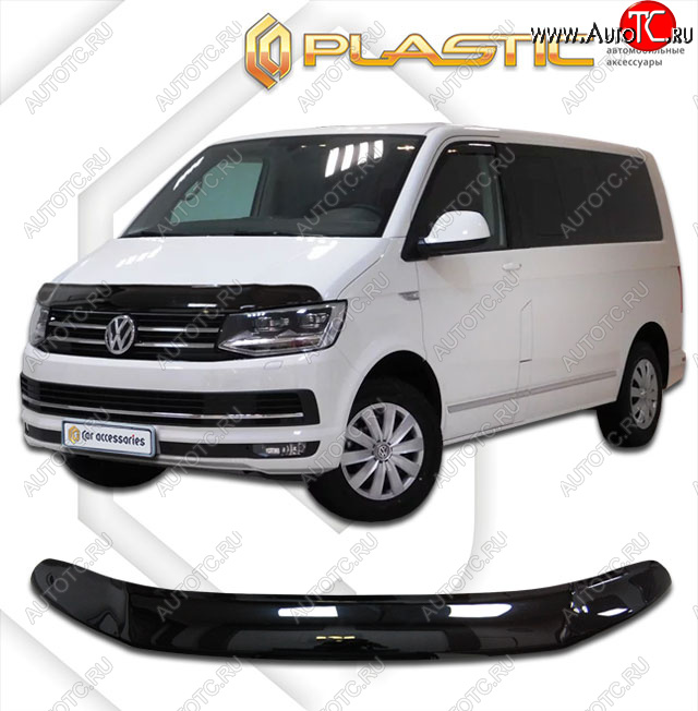 2 779 р. Дефлектор капота (exclusive) CA-Plastic  Volkswagen Caravelle  T6 (2015-2019) дорестайлинг (Classic чёрный, Без надписи)  с доставкой в г. Горно‑Алтайск