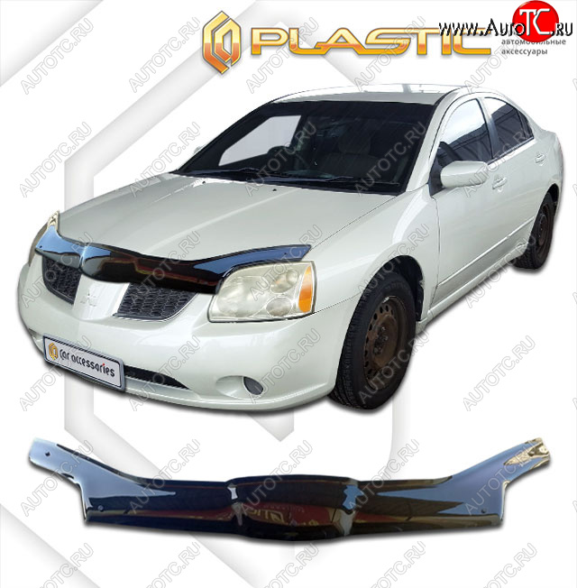 2 369 р. Дефлектор капота (exclusive) CA-Plastic  Mitsubishi Galant (2004-2012) (Classic черный, Без надписи)  с доставкой в г. Горно‑Алтайск