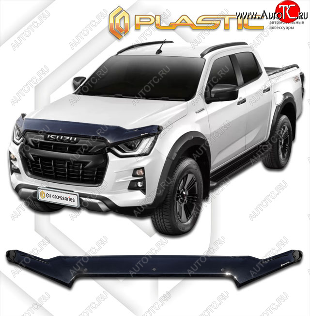 2 999 р. Дефлектор капота (exclusive) CA-Plastic  Isuzu D-Max  RG (2020-2023) DoubleCab (Classic чёрный, Без надписи)  с доставкой в г. Горно‑Алтайск