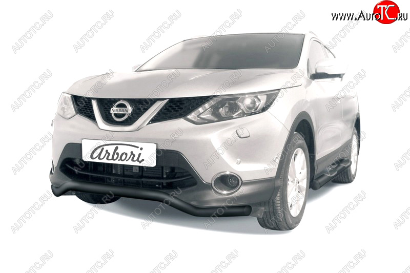 2 899 р. Защита переднего бампера (диаметр 57 мм) Arbori Nissan Qashqai 2 J11 дорестайлинг (2013-2019)  с доставкой в г. Горно‑Алтайск