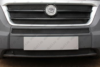 6 349 р. Защитная сетка в бампер (ячейка 3х7 мм, 5 частей) Alfeco Стандарт  Fiat Ducato  290 (2014-2024) (Чёрная)  с доставкой в г. Горно‑Алтайск. Увеличить фотографию 2