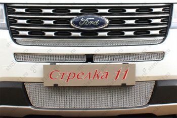 4 199 р. Защитная сетка в бампер (ячейка 4х10 мм, середина) Alfeco Премиум  Ford Explorer  U502 (2015-2018) 1-ый рестайлинг, 5 дв.  с доставкой в г. Горно‑Алтайск. Увеличить фотографию 2