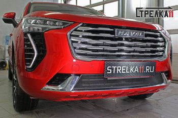 Защитная сетка радиатора в бампер (ячейка 3х7 мм) Стрелка11 Стандарт Haval Jolion дорестайлинг (2020-2024)