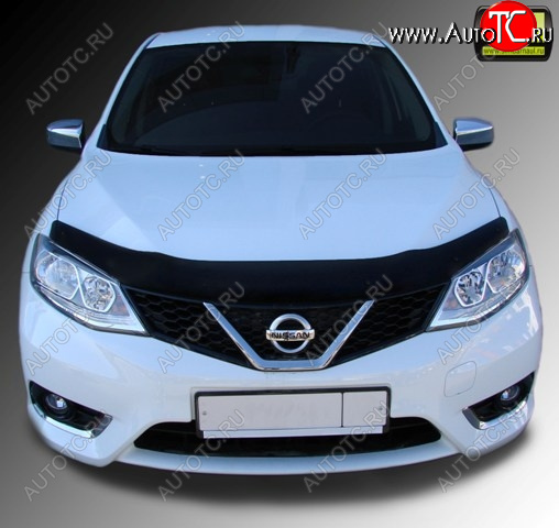 1 329 р. Дефлектор капота SIM Nissan Tiida 2 хэтчбек C13 дорестайлинг (2015-2016)  с доставкой в г. Горно‑Алтайск