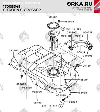 21 449 р. Топливный бак (пластик, 50 л.) BAKPLAST CITROEN C-crosser (2007-2012)  с доставкой в г. Горно‑Алтайск. Увеличить фотографию 2