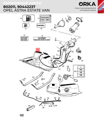 11 499 р. Топливный бак (сталь, антикоррозия) ORKA Opel Astra F седан рестайлинг (1994-1998)  с доставкой в г. Горно‑Алтайск. Увеличить фотографию 2