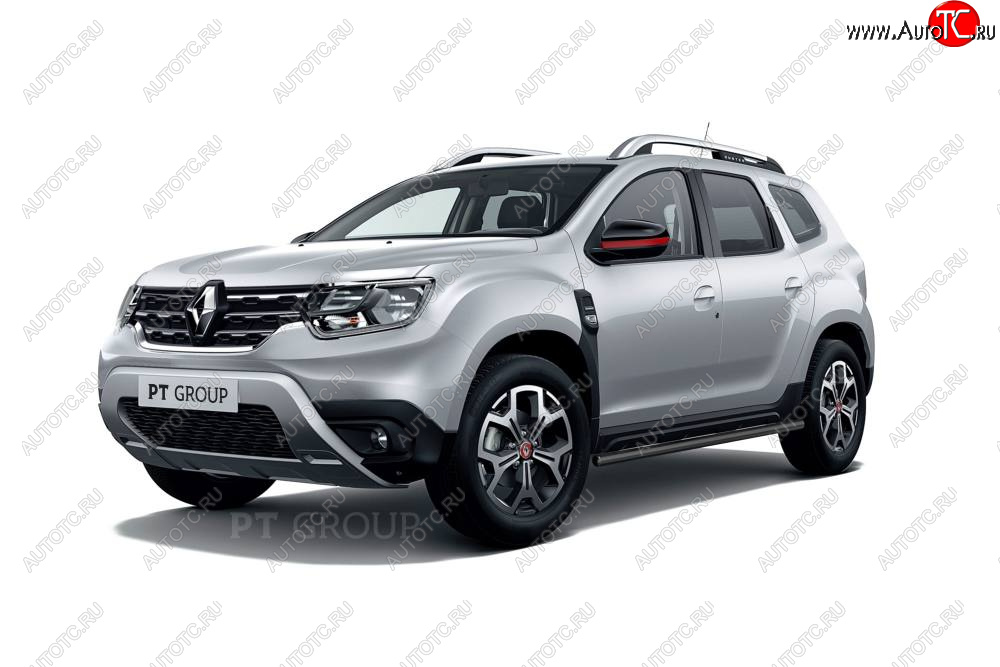 6 849 р. Защита порогов (прямая, Ø63 мм) Petroil Tuning Renault Duster HM (2020-2024) (окраска в черный (Шагрень))  с доставкой в г. Горно‑Алтайск