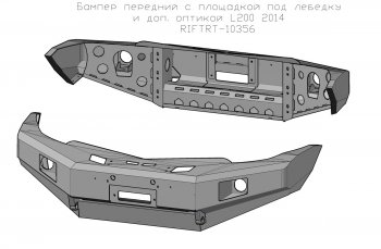 55 999 р. Бампер передний силовой РИФ Mitsubishi L200 4  дорестайлинг (2006-2014) (С дополнительными фарами и защитой бачка омывателя)  с доставкой в г. Горно‑Алтайск. Увеличить фотографию 4