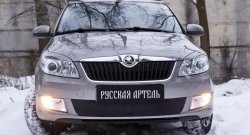 959 р. Зимняя заглушка решетки переднего бампера РА Skoda Fabia Mk2 универсал рестайлинг (2010-2014)  с доставкой в г. Горно‑Алтайск. Увеличить фотографию 2