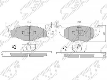 1 049 р. Колодки тормозные SAT (передние) Skoda Fabia Mk2 универсал дорестайлинг (2007-2010)  с доставкой в г. Горно‑Алтайск. Увеличить фотографию 1