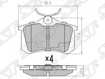 Колодки тормозные SAT (задние) Audi A3 8L1 хэтчбэк 3 дв. дорестайлинг (1996-2000)