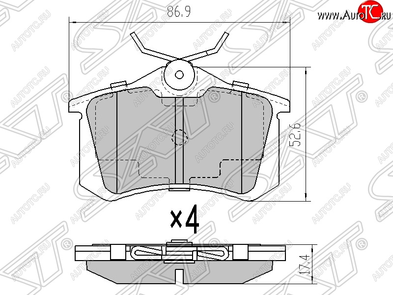 479 р. Колодки тормозные SAT (задние) Audi A3 8LA хэтчбэк 5 дв. дорестайлинг (1996-2000)  с доставкой в г. Горно‑Алтайск