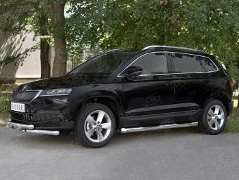 29 999 р. Защита переднего бампера (2 трубы Ø63 мм, нержавейка) SLITKOFF Skoda Karoq NU7 дорестайлинг (2017-2021)  с доставкой в г. Горно‑Алтайск. Увеличить фотографию 3