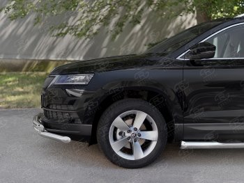 29 999 р. Защита переднего бампера (2 трубы Ø63 мм, нержавейка) SLITKOFF Skoda Karoq NU7 дорестайлинг (2017-2021)  с доставкой в г. Горно‑Алтайск. Увеличить фотографию 4