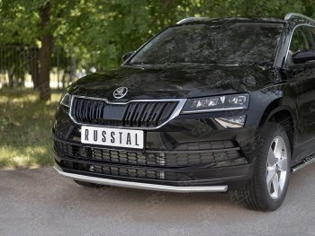 13 499 р. Защита переднего бампера (Ø42 мм, нержавейка) SLITKOFF  Skoda Karoq  NU7 (2017-2021) дорестайлинг  с доставкой в г. Горно‑Алтайск. Увеличить фотографию 2