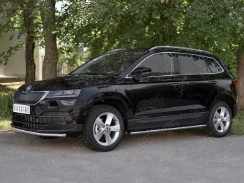 13 499 р. Защита переднего бампера (Ø42 мм, нержавейка) SLITKOFF  Skoda Karoq  NU7 (2017-2021) дорестайлинг  с доставкой в г. Горно‑Алтайск. Увеличить фотографию 3