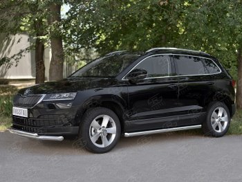 23 899 р. Защита переднего бампера (2 трубы Ø63 и 42 мм, нержавейка) SLITKOFF Skoda Karoq NU7 дорестайлинг (2017-2021)  с доставкой в г. Горно‑Алтайск. Увеличить фотографию 3