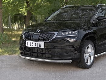 14 349 р. Защита переднего бампера (Ø63 мм, нержавейка) SLITKOFF  Skoda Karoq  NU7 (2017-2021) дорестайлинг  с доставкой в г. Горно‑Алтайск. Увеличить фотографию 2