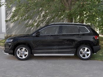 24 649 р. Пороги SLITKOFF d42 с листом  Skoda Karoq  NU7 (2017-2025) дорестайлинг, рестайлинг (лист алюминий, труба нержавейка)  с доставкой в г. Горно‑Алтайск. Увеличить фотографию 3