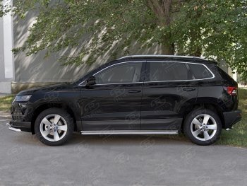 35 549 р. Пороги SLITKOFF d42 с листом  Skoda Karoq  NU7 (2017-2025) дорестайлинг, рестайлинг (лист нержавейка, труба нержавейка)  с доставкой в г. Горно‑Алтайск. Увеличить фотографию 3