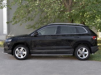 20 749 р. Защита порогов Russtal труба 75х42 овал с проступью Skoda Karoq NU7 рестайлинг (2020-2024)  с доставкой в г. Горно‑Алтайск. Увеличить фотографию 3