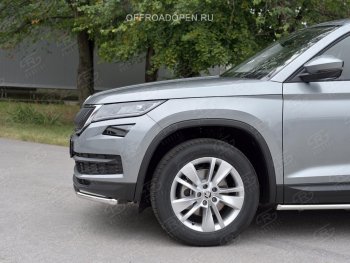 15 499 р. Защита переднего бампера (Ø63 мм, нержавейка) SLITKOFF  Skoda Kodiaq  NU7 (2017-2021) дорестайлинг  с доставкой в г. Горно‑Алтайск. Увеличить фотографию 2