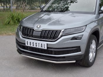 15 499 р. Защита переднего бампера (Ø63 мм, нержавейка) SLITKOFF  Skoda Kodiaq  NU7 (2017-2021) дорестайлинг  с доставкой в г. Горно‑Алтайск. Увеличить фотографию 3