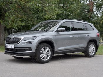 15 499 р. Защита переднего бампера (Ø63 мм, нержавейка) SLITKOFF  Skoda Kodiaq  NU7 (2017-2021) дорестайлинг  с доставкой в г. Горно‑Алтайск. Увеличить фотографию 4