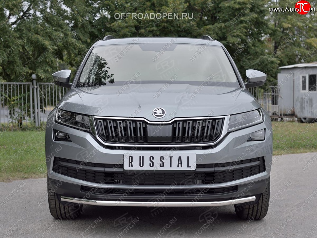 15 499 р. Защита переднего бампера (Ø63 мм, нержавейка) SLITKOFF  Skoda Kodiaq  NU7 (2017-2021) дорестайлинг  с доставкой в г. Горно‑Алтайск