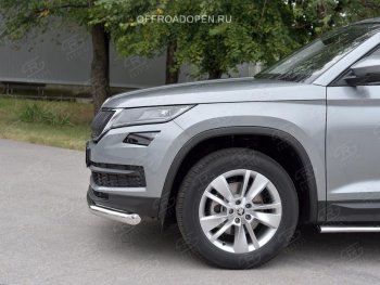 16 499 р. Защита переднего бампера (Ø63 мм, нержавейка) SLITKOFF  Skoda Kodiaq  NU7 (2017-2021) дорестайлинг  с доставкой в г. Горно‑Алтайск. Увеличить фотографию 4