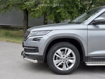 20 999 р. Защита переднего бампера (2 трубы Ø63 и 42 мм, нержавейка) SLITKOFF  Skoda Kodiaq  NU7 (2017-2021) дорестайлинг  с доставкой в г. Горно‑Алтайск. Увеличить фотографию 3